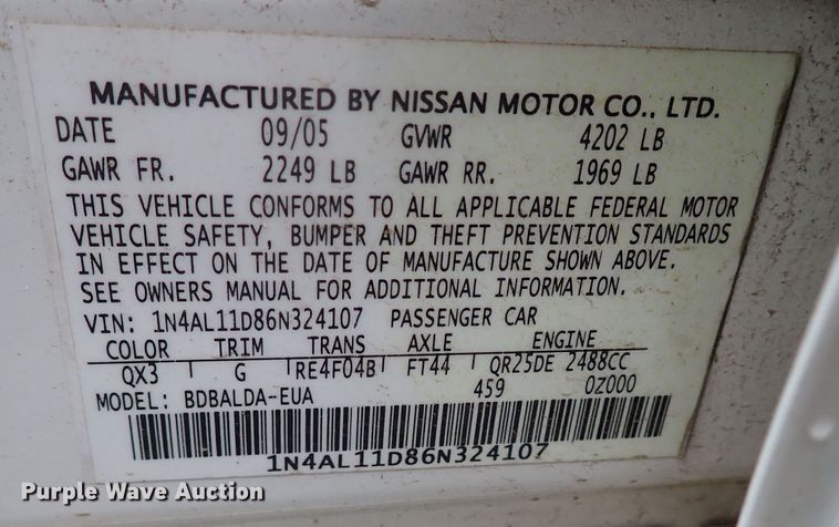image for item LU9002 2006 Nissan Altima