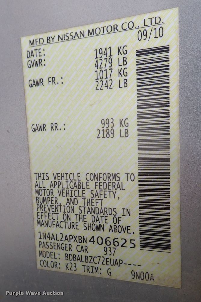 image for item LU9003 2011 Nissan Altima