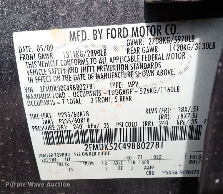 image for item LU9004 2009 Ford Flex  SUV