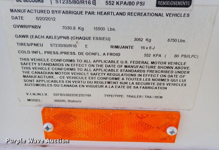 image for item MF9489 2013 Heartland Bighorn  3685RL camper