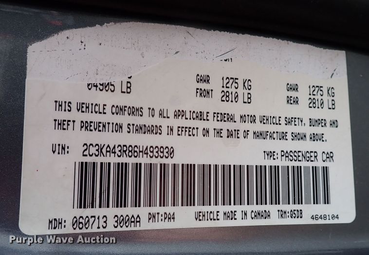 image for item MF9516 2006 Chrysler 300