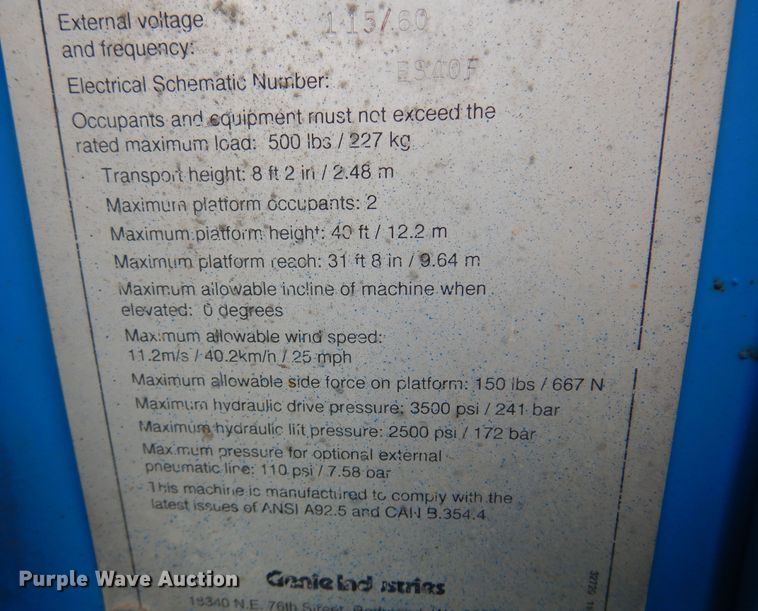 image for item DK0953 1997 Genie S-40  boom lift