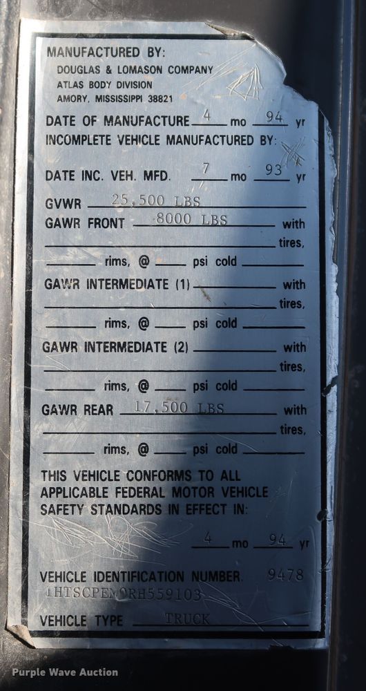 image for item DK3639 1994 International 4700  fuel truck