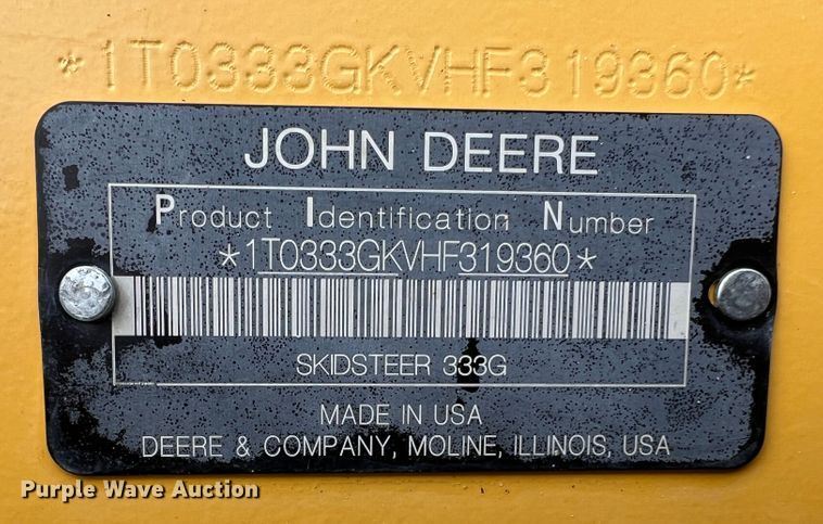 image for item DL4281 2017 John Deere 333G tracked skid steer loader