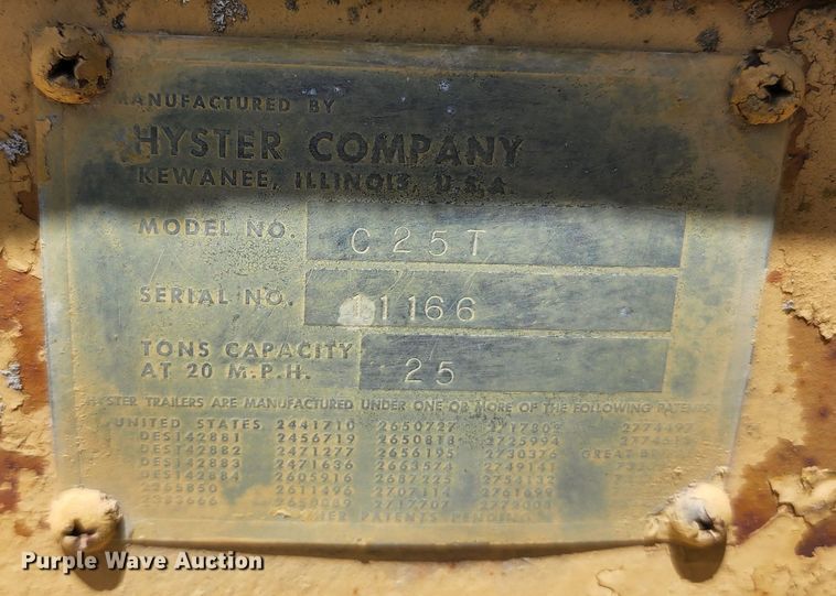 image for item DL6545 1964 Hyster C25T  equipment trailer