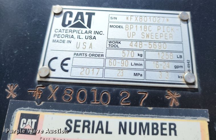 image for item DL6550 Caterpillar BP118C  skid steer sweeper