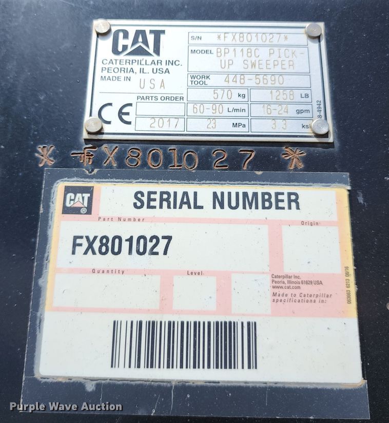 image for item DL6550 Caterpillar BP118C  skid steer sweeper