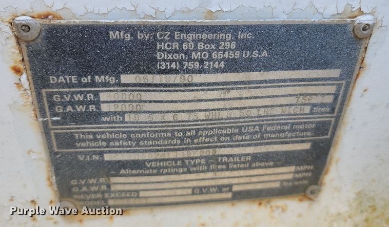 image for item DL6553 1990 CZ Engineering equipment trailer