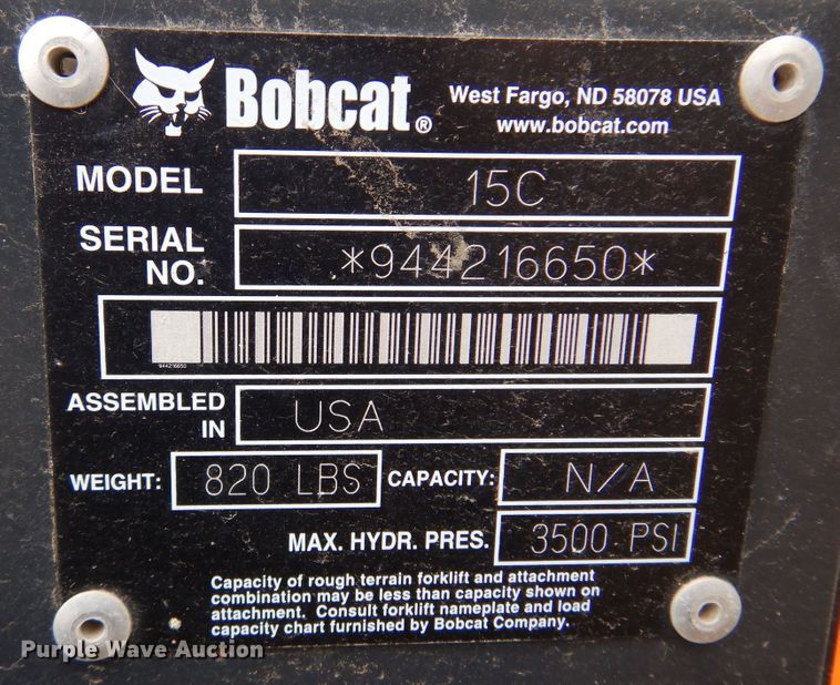 image for item DN0309 Bobcat 15C skid steer auger
