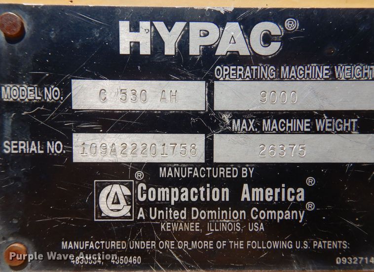 image for item DN0374 2000 Hypac C530AH  pneumatic roller