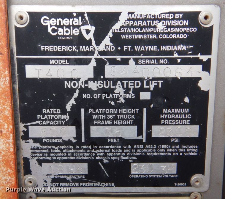 image for item DN7406 1995 Ford F800  bucket truck