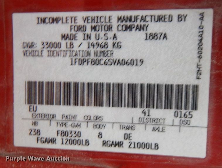 image for item DN7406 1995 Ford F800  bucket truck