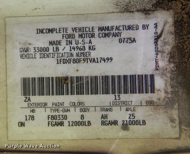 image for item DN7413 1996 Ford F800  bucket truck