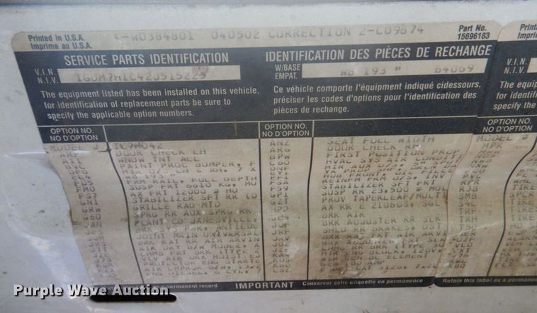 image for item DN7474 2002 GMC C7500  bucket truck