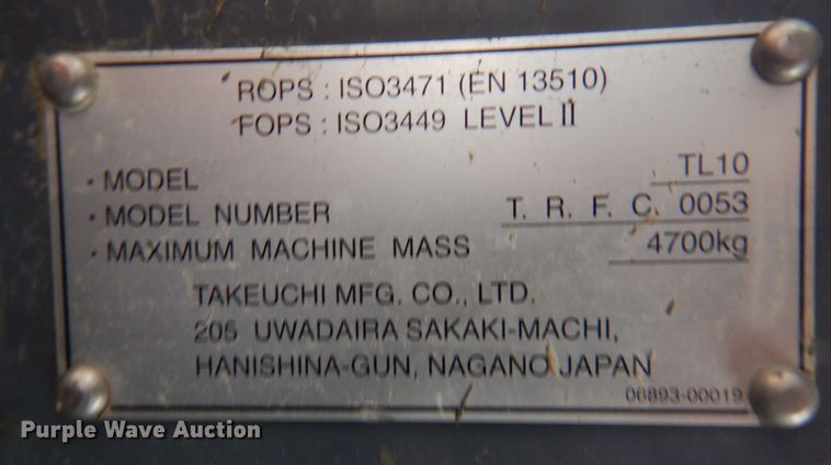 image for item DP5531 Takeuchi TL10  tracked skid steer loader