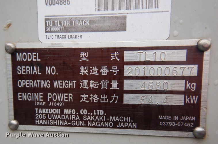 image for item DP5531 Takeuchi TL10  tracked skid steer loader