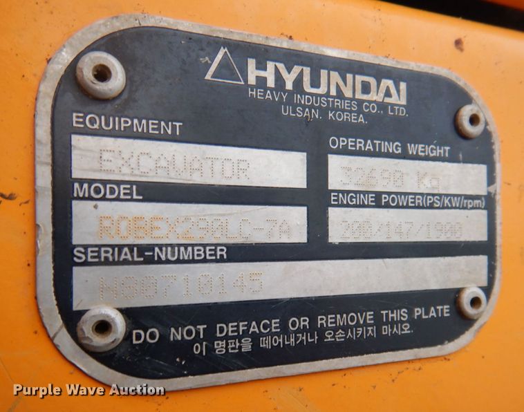 image for item DP5539 2007 Hyundai Robex 290LC-7A  long reach excavator