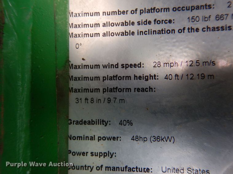 image for item DP5540 2014 Genie S40  boom lift