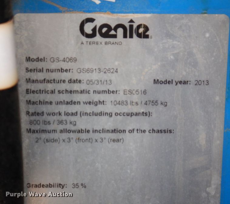 image for item DP5541 2013 Genie GS-4069  scissor lift
