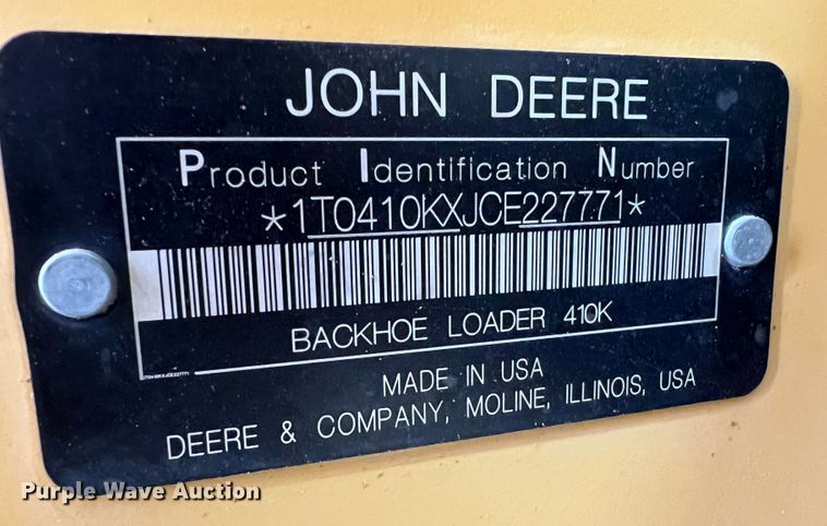 image for item DS8250 2012 John Deere 410K  backhoe