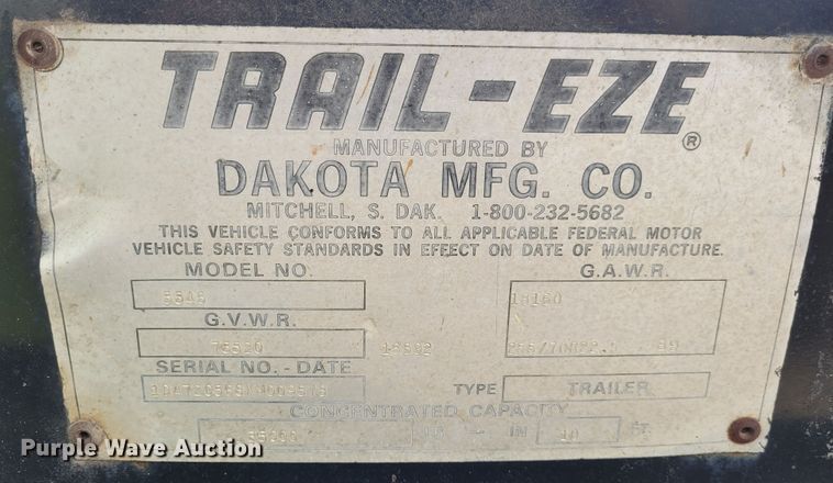 image for item FC9142 1989 Trail-Eze  equipment trailer