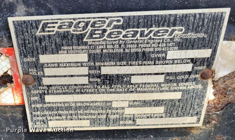 image for item FC9144 2004 Eager Beaver 35GSL  lowboy equipment trailer