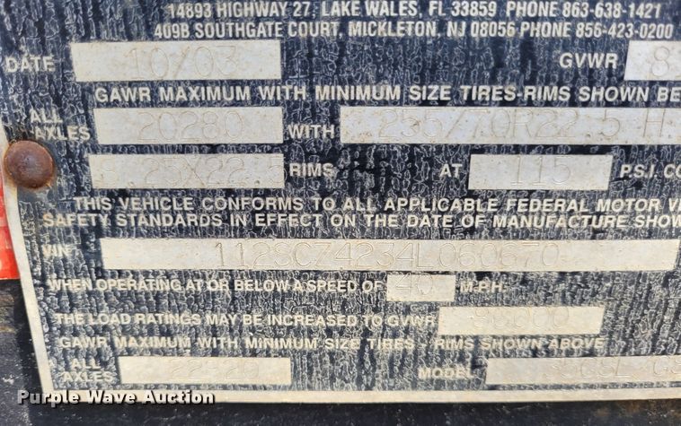 image for item FC9144 2004 Eager Beaver 35GSL  lowboy equipment trailer