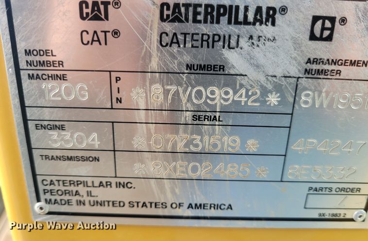 image for item FC9153 1994 Caterpillar 120G  motor grader