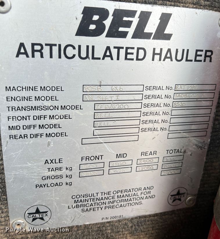 image for item HL9086 1995 Bell B25B  haul truck