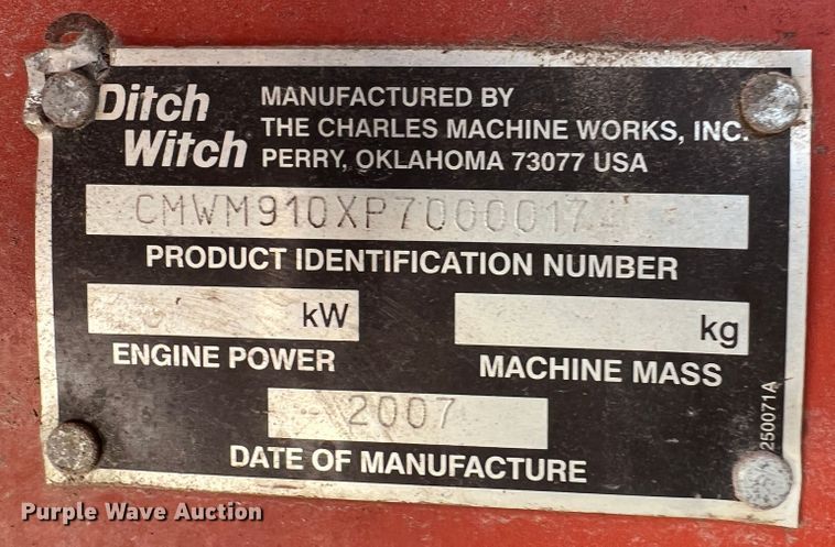 image for item HL9097 2007 Ditch Witch RT95  trencher