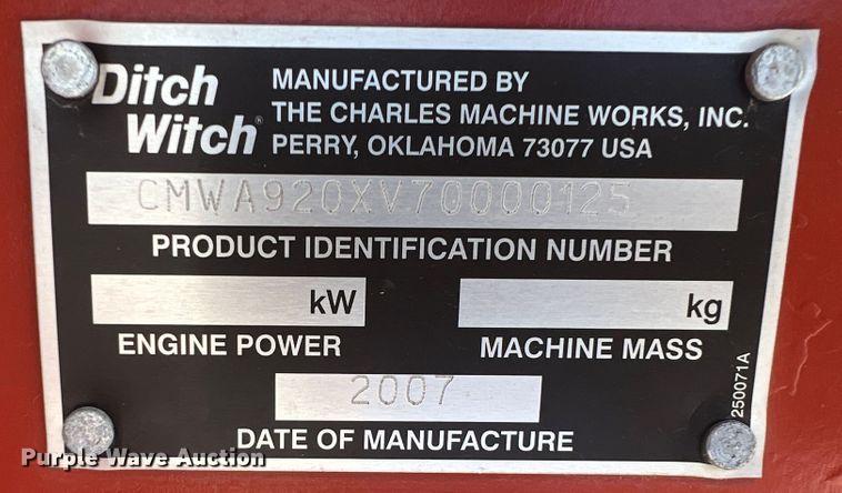 image for item HL9097 2007 Ditch Witch RT95  trencher