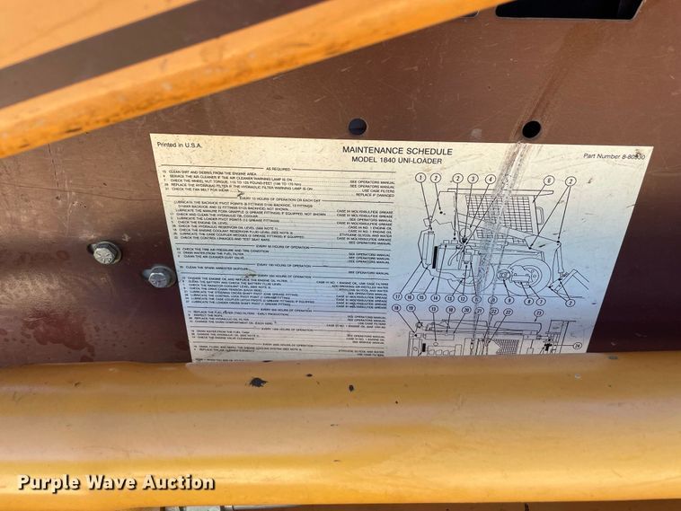 image for item JC9879 1992 Case 1840  skid steer loader