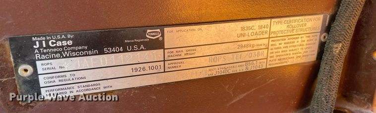 image for item JC9879 1992 Case 1840  skid steer loader