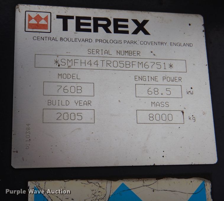 image for item JH9742 2005 Terex 760B  backhoe