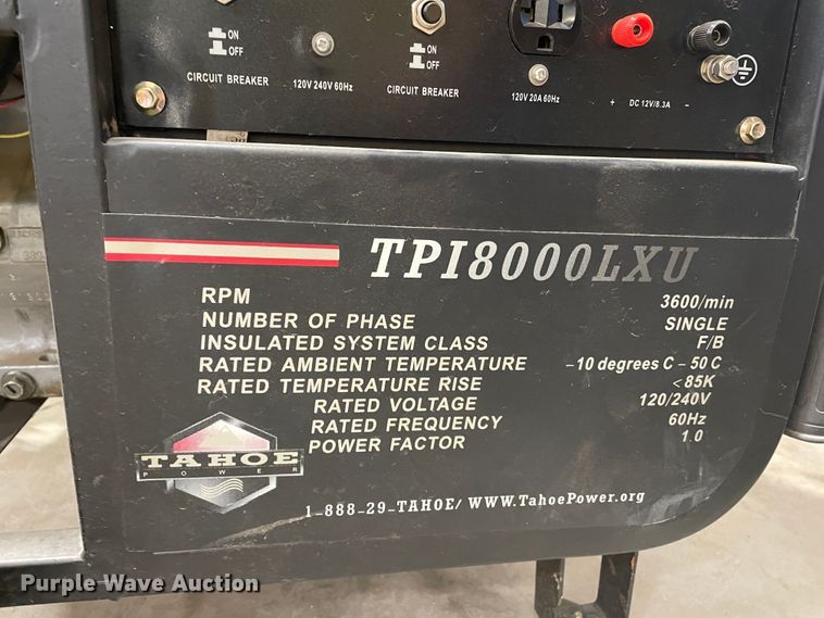 image for item JX9829 Tahoe TPI8000LXU  generator