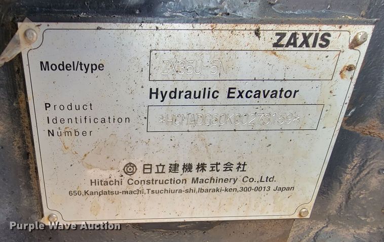 image for item KA9317 Hitachi ZX35U-5N  mini excavator