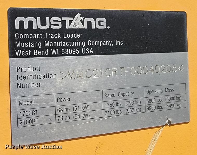 image for item KA9322 2011 Mustang 2100RT  tracked skid steer loader