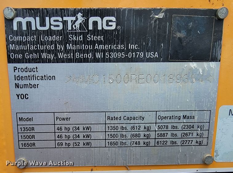 image for item KA9323 Mustang 1500R  skid steer loader