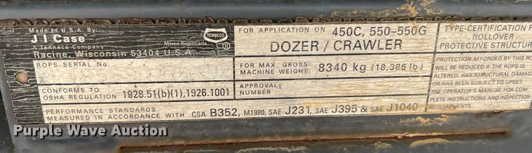 image for item KC9987 1995 Case 550G  dozer