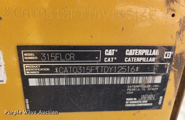 image for item KF9018 2019 Caterpillar 315F LCR  excavator