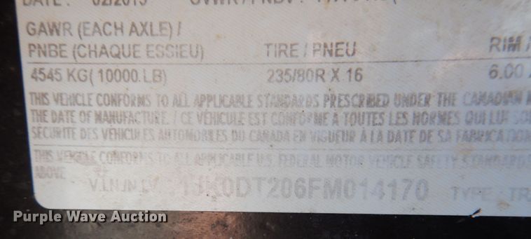 image for item KP9072 2015 Interstate 20DT  equipment trailer