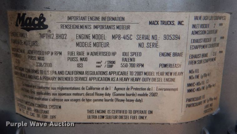 image for item KP9074 2008 Mack CHU613  water truck