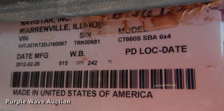 image for item KP9075 2013 Caterpillar CT660  vacuum truck