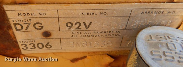 image for item KP9129 1979 Caterpillar D7G  cable plow