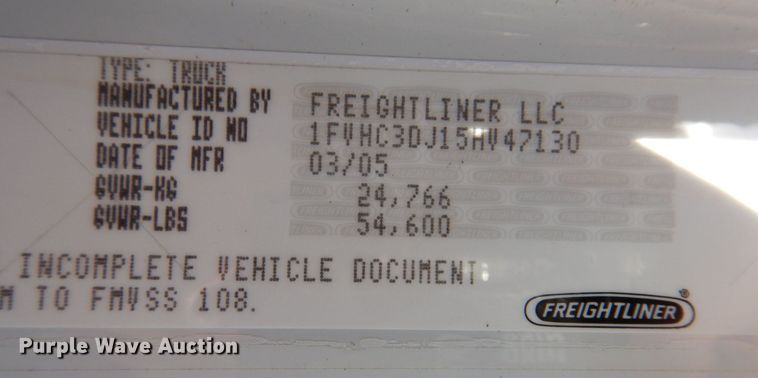 image for item KR9302 2005 Freightliner Business Class M2  crane truck