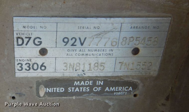 image for item KS9903 1979 Caterpillar D7G  dozer