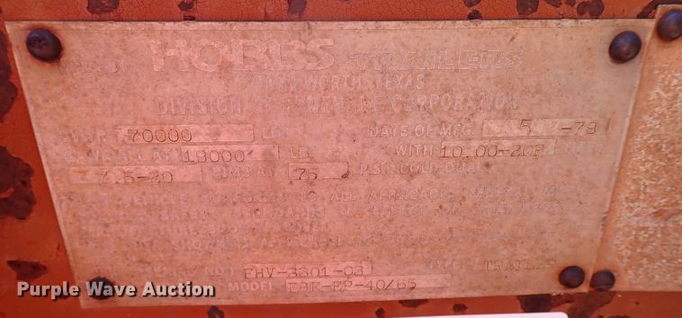 image for item MF9511 1979 Hobbs FBE-EP-40/65  flatbed trailer