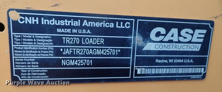 image for item MF9519 2017 Case TR270  tracked skid steer loader