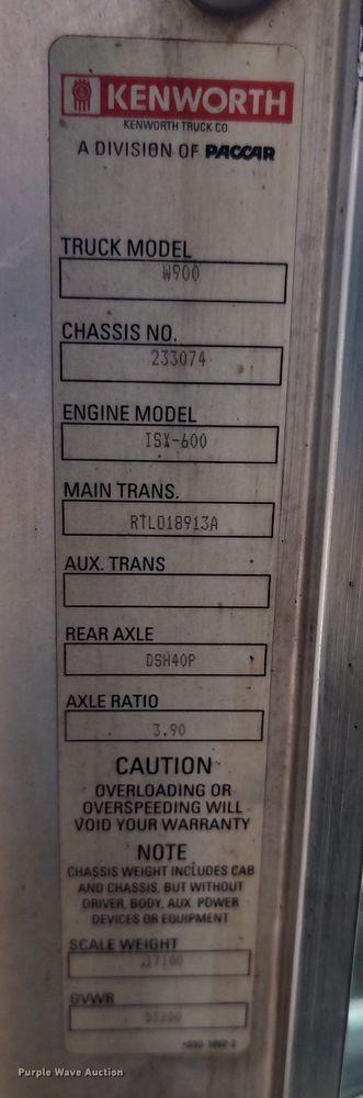 image for item MF9521 2008 Kenworth W900  dump truck