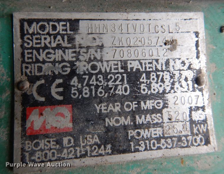 image for item MU9595 2007 Whiteman HHN34TVDTSCL5  power trowel